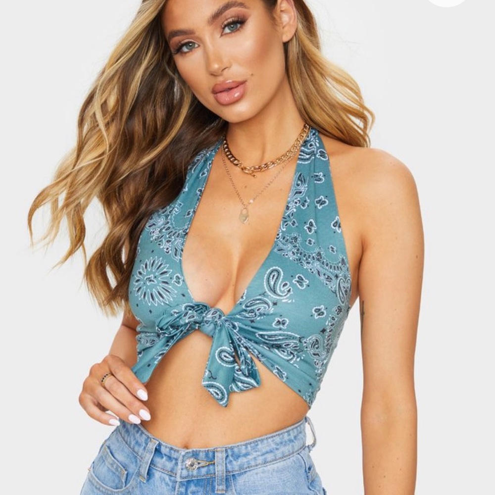 Pretty little things bandana print halter crop top